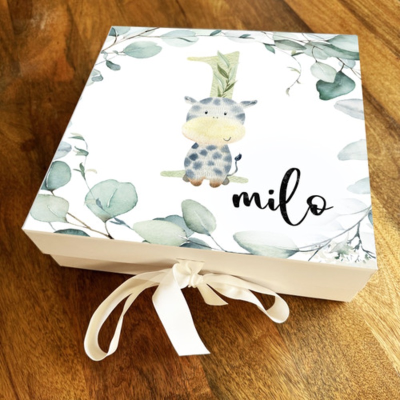 Baby Animal Kids Special 1st Age Leaves Personalised Keepsake Birthday Gift Box – The Card Zoo