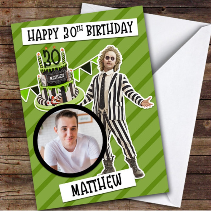 Beetlejuice Green Cake Photo Any Age Children’s Personalised Kid’s Birthday Card – The Card Zoo