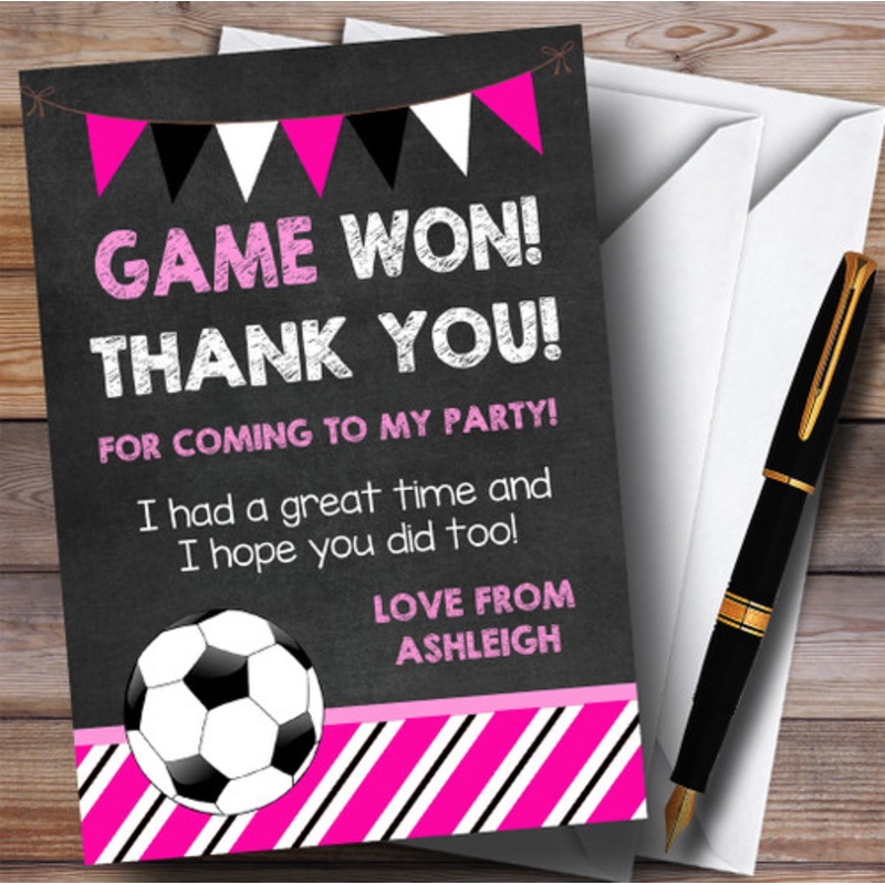 Chalk Bunting Football Pink Party Thank You Cards – The Card Zoo