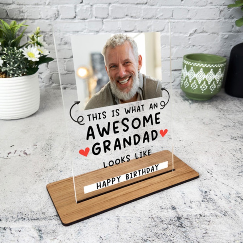 Grandfather Birthday Gift Awesome Grandad Photo Personalised Acrylic Plaque – The Card Zoo