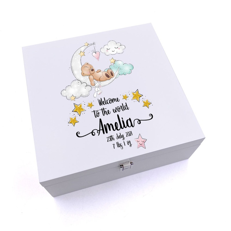 Personalised Luxury Baby Welcome to the world Keepsake Wooden Box
