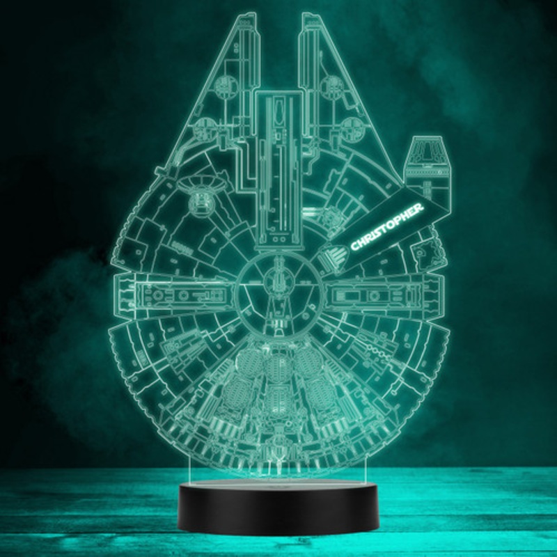 Star Wars Millennium Falcon Personalised Gift Colour Change LED Lamp Night Light – The Card Zoo