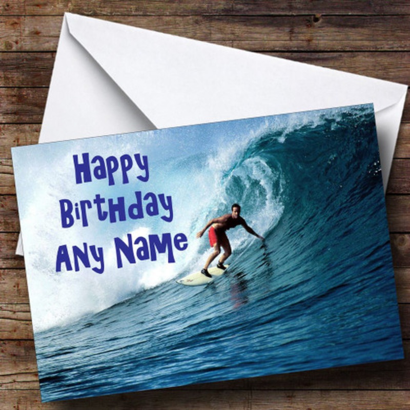 Surfing Personalised Birthday Card – The Card Zoo