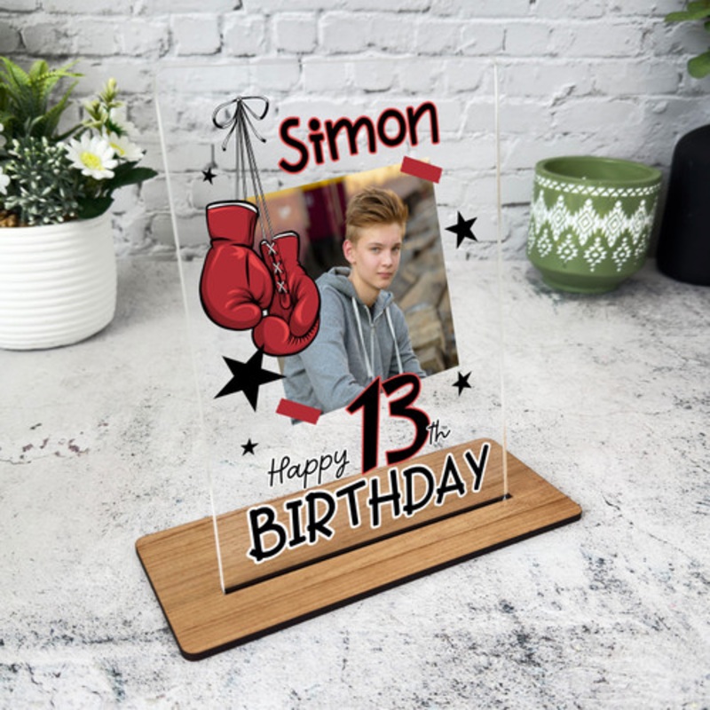 13th Birthday Gift Boxing Gloves Photo Custom Personalised Gift Acrylic Plaque – The Card Zoo