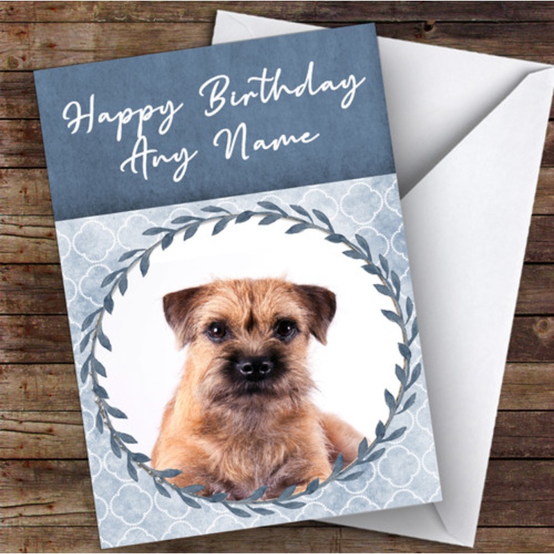 Border Terrier Dog Blue Animal Personalised Birthday Card – The Card Zoo