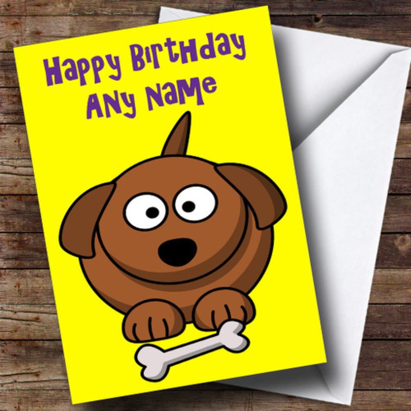 Cartoon Dog and Bone Personalised Birthday Card – The Card Zoo