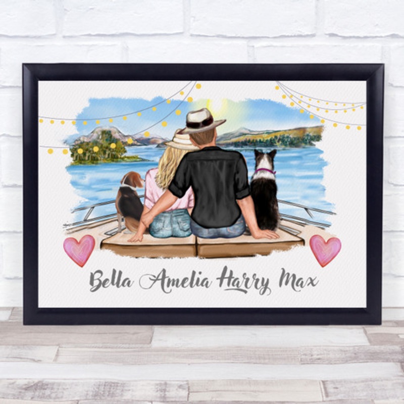 Dog Family Boat Romantic Gift For Him or Her Personalised Couple Print – The Card Zoo