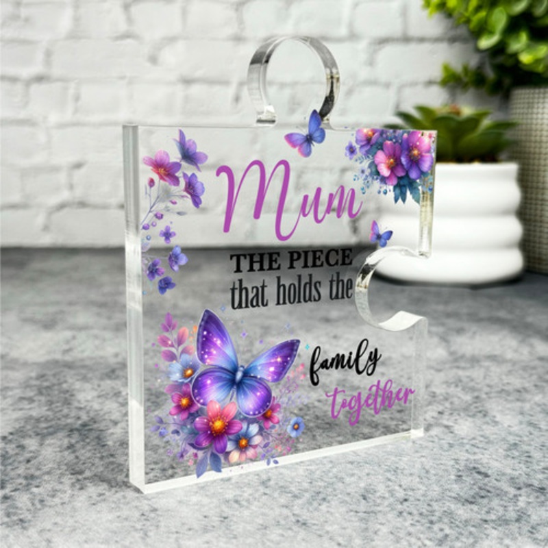 Gift For Mum Piece That Holds Family Together Purple Puzzle Plaque Keepsake Gift – The Card Zoo