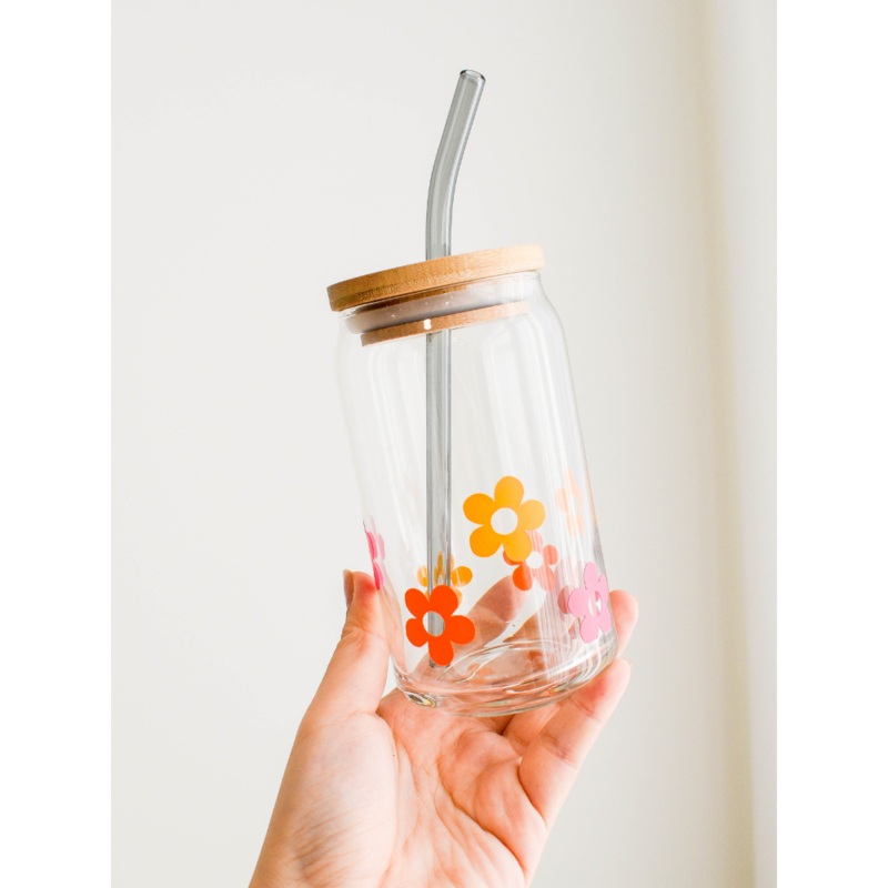 Glass Tumbler | Flowers Set Of 2 | (West Malaysia Delivery)
