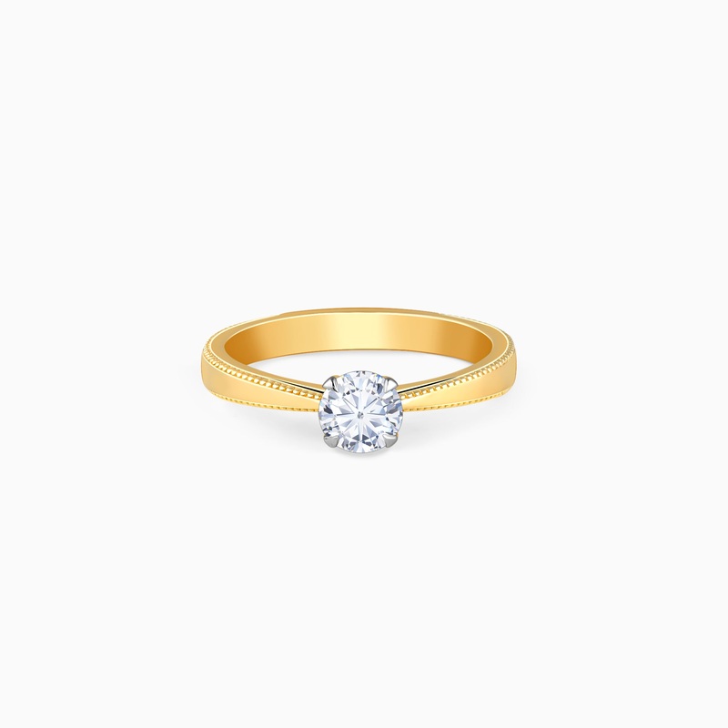 Gold Tapered Solitaire Diamond Ring