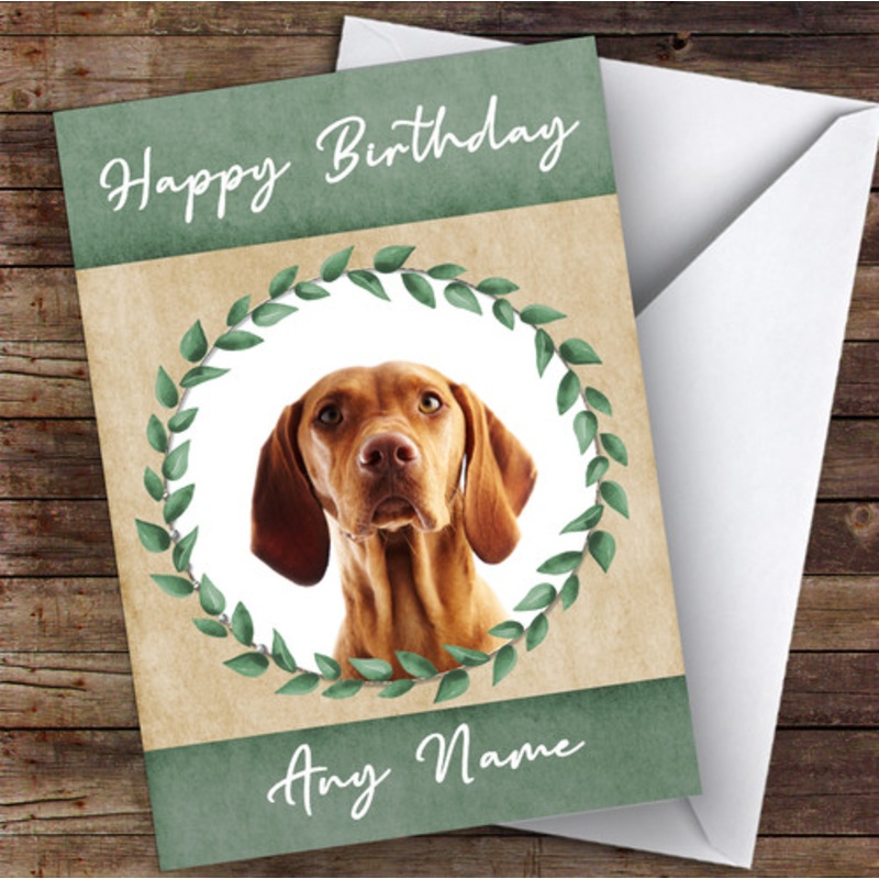 Hungarian Vizsla Pointer Dog Green Animal Personalised Birthday Card – The Card Zoo