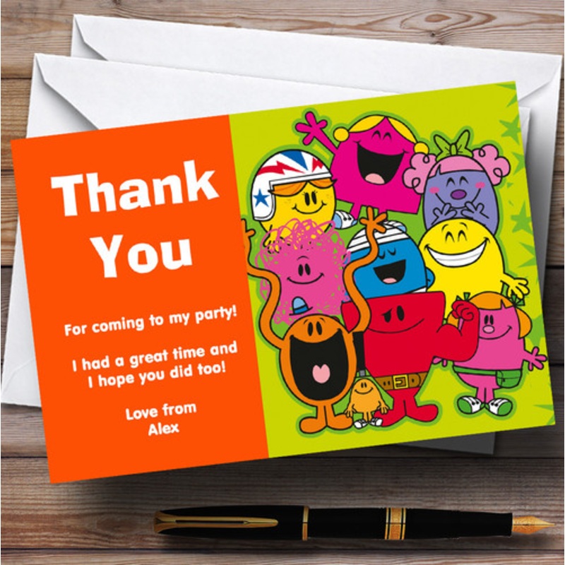 Mr Men Personalised Children’s Birthday Party Thank You Cards – The Card Zoo