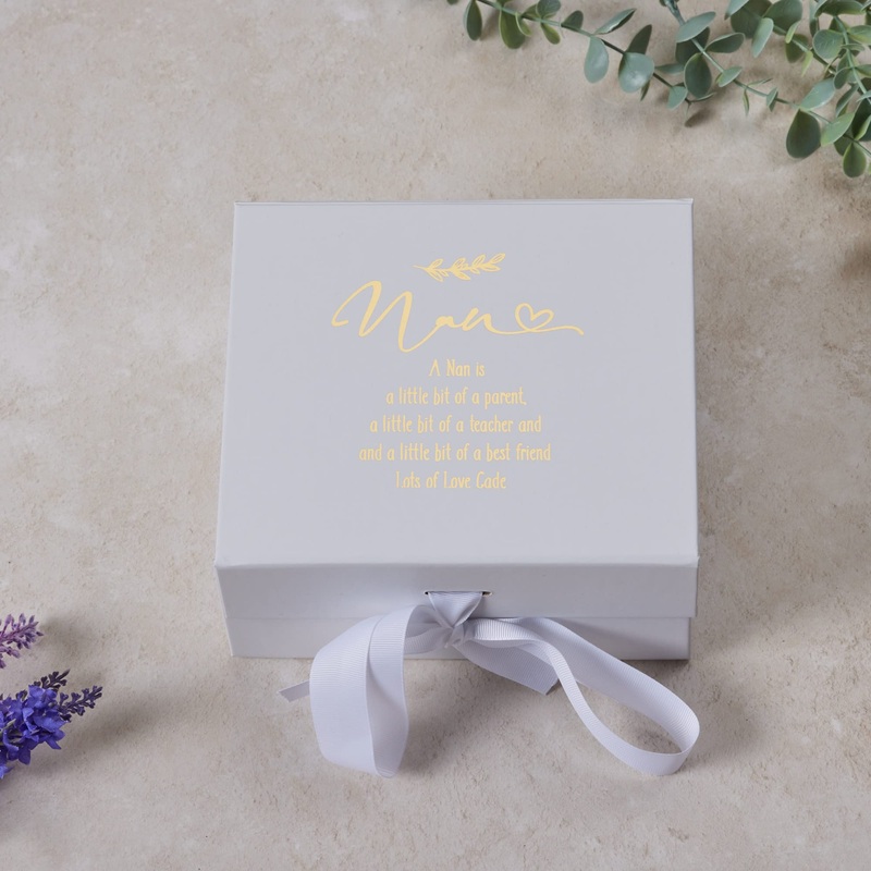 Personalised Nan White Gift Box With Sentiment