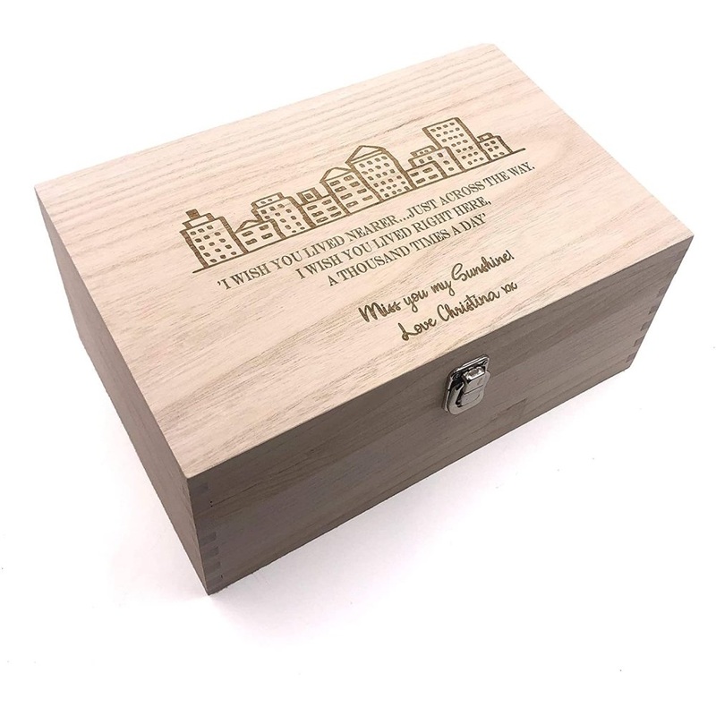 Raised Words Wooden Personalised I wish you lived nearer Memories Box Keepsake