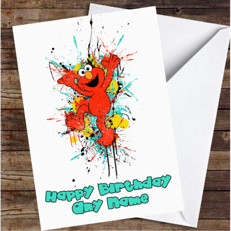 Sesame Street Elmo Splatter Personalised Birthday Card – The Card Zoo