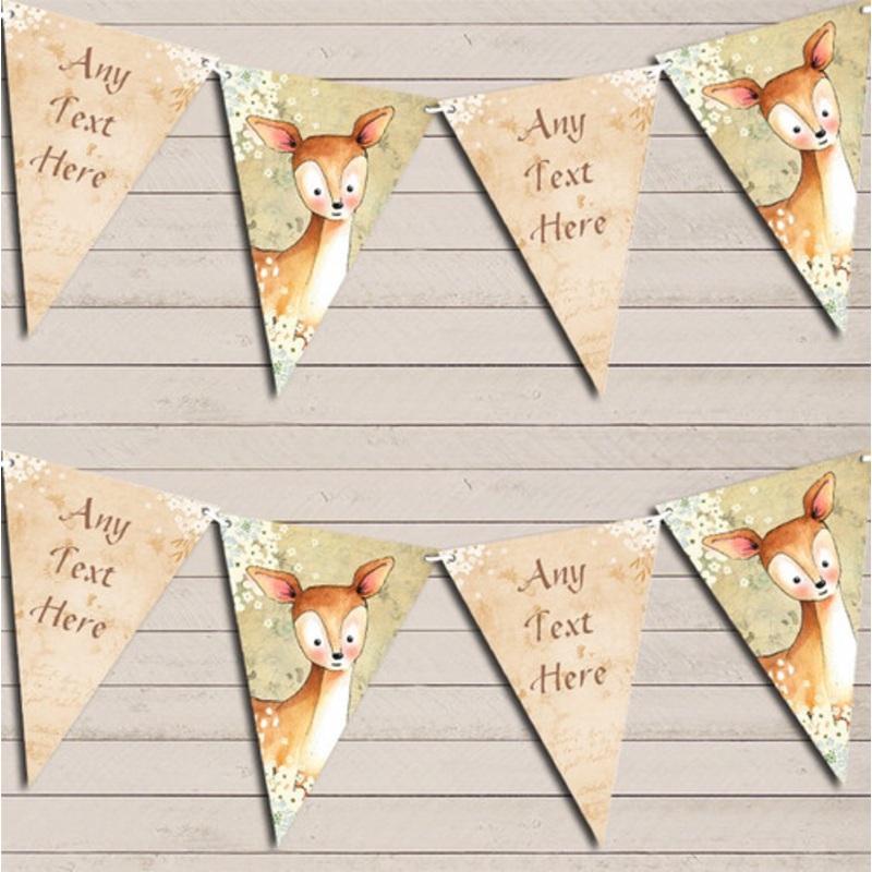 Vintage Woodland Baby Deer Rustic Personalised Children’s Birthday Bunting – The Card Zoo