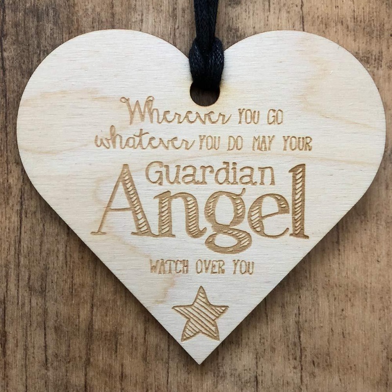 Wherever You Go Guardian Angel Heart Wooden Plaque Gift