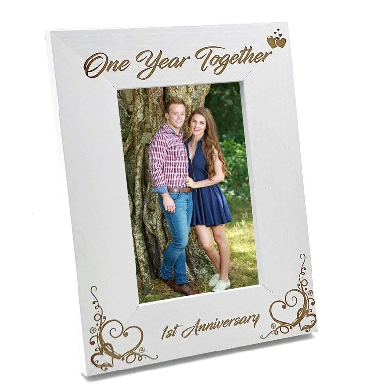 White Wooden 1st Anniversary Photo Frame Gift