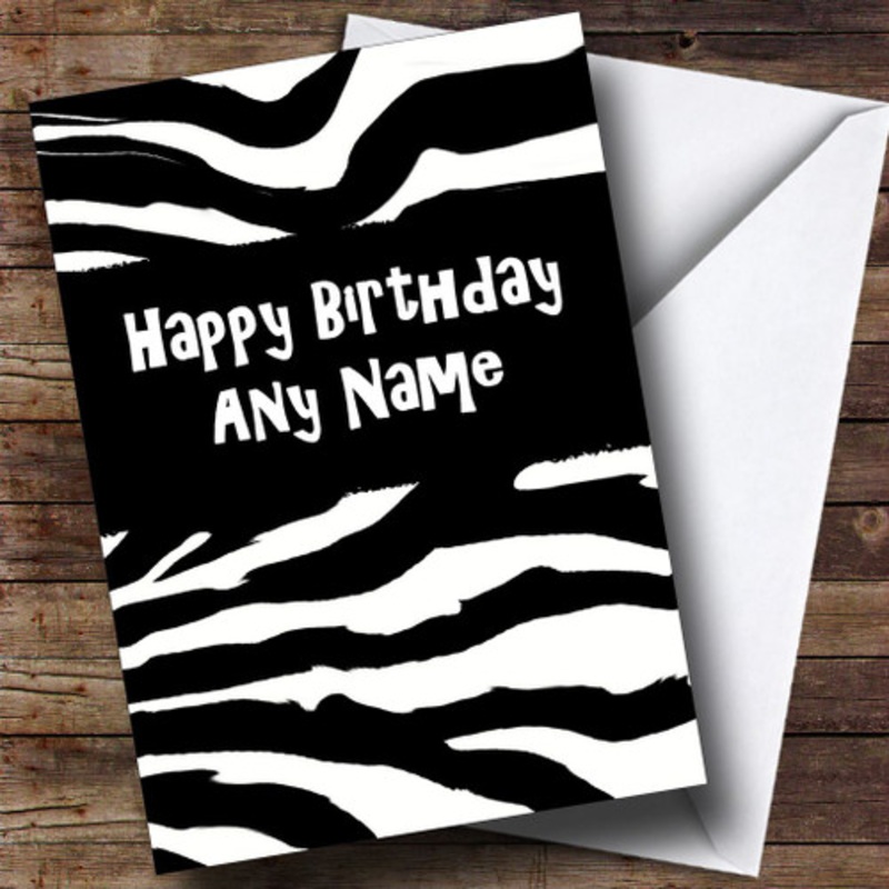 Zebra Print Animal Print Personalised Birthday Card – The Card Zoo
