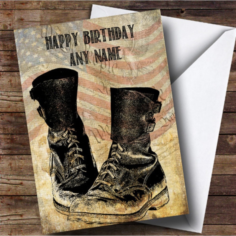 Army Boots American Flag Personalised Birthday Card – The Card Zoo