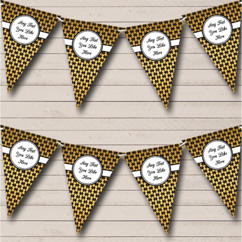 Black And Gold Pattern Personalised Birthday Party Bunting – The Card Zoo