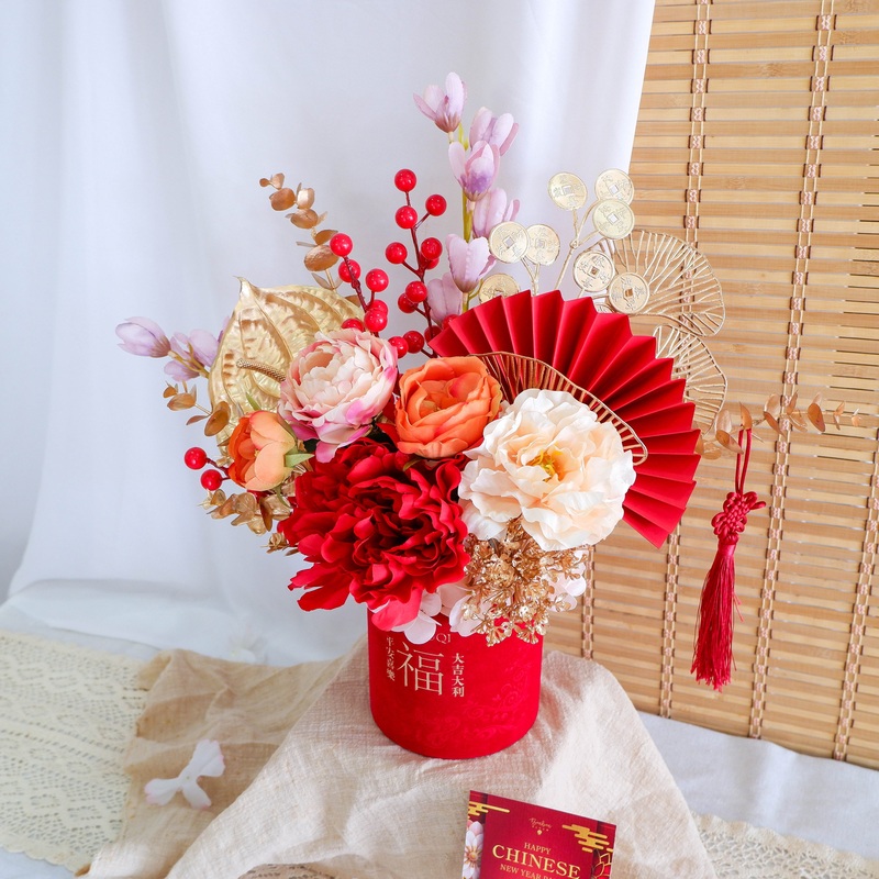 Lucky Blossom Artificial Flower Pot