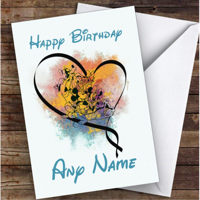 Mickey Mouse Characters Watercolour Splatter Children’s Kids Birthday Card – The Card Zoo
