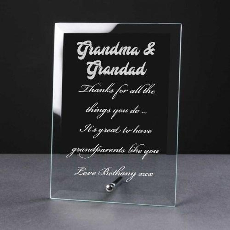 Personalised Engraved Glass Plaque Grandma and Grandad Gift