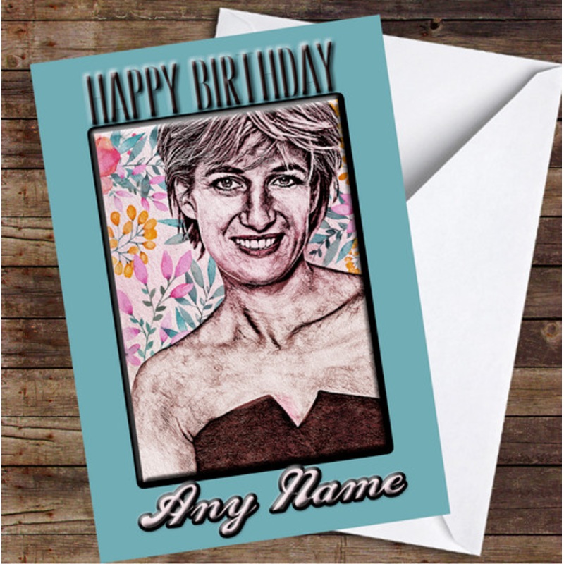Princess Diana Floral Sketch Personalised Birthday Card – The Card Zoo