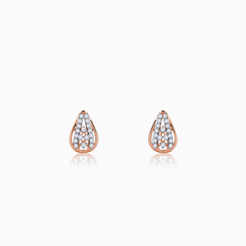 Rose Gold Modern Pear Diamond Earrings