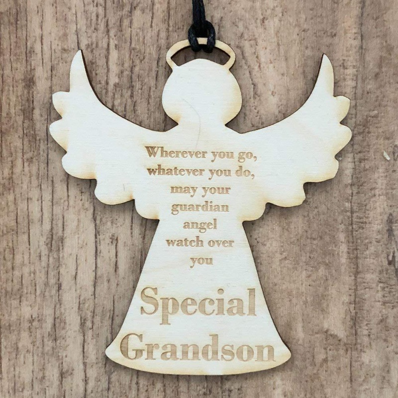 Special Grandson Guardian Angel Wooden Plaque Gift