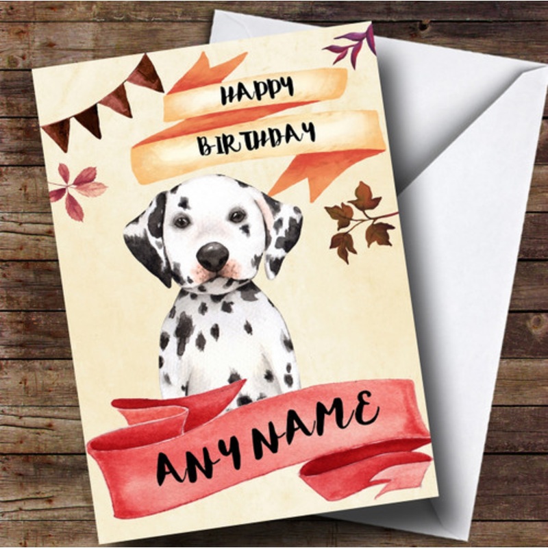 Watercolour Rustic Dog Dalmatian Personalised Birthday Card – The Card Zoo