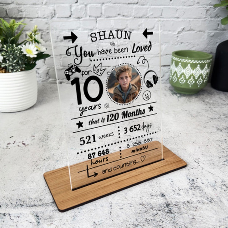 10th Birthday Gift Boys Years Breakdown Photo Personalised Gift Acrylic Plaque – The Card Zoo