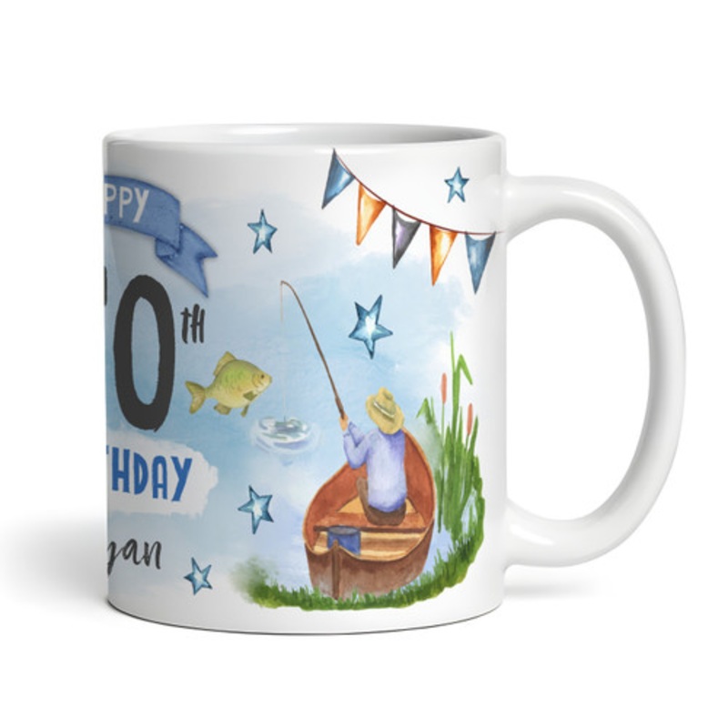 70th Birthday Gift Fishing Present For Angler For Him Photo Personalised Mug – The Card Zoo