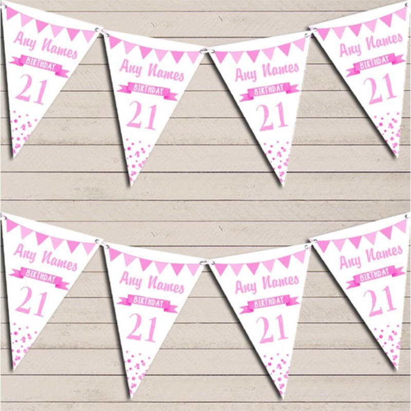 Any Age Birthday 18th 21st 30th 40th 50th 60th Baby Pink Birthday Bunting – The Card Zoo