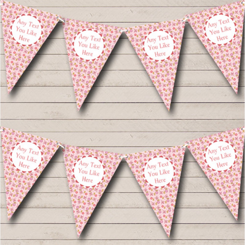 Baby Pink Butterflies Personalised Children’s Birthday Party Bunting – The Card Zoo