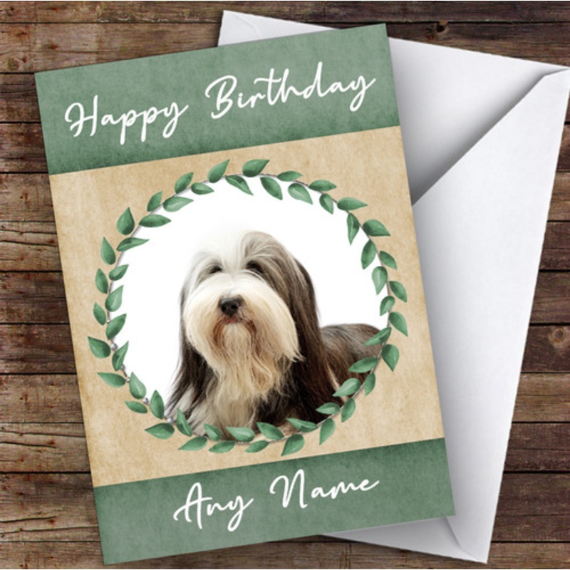 Bearded Collie Dog Green Animal Personalised Birthday Card – The Card Zoo
