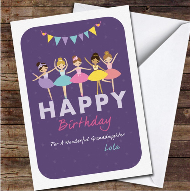 Granddaughter Cute Purple Dancing Little Ballerinas Personalised Birthday Card – The Card Zoo