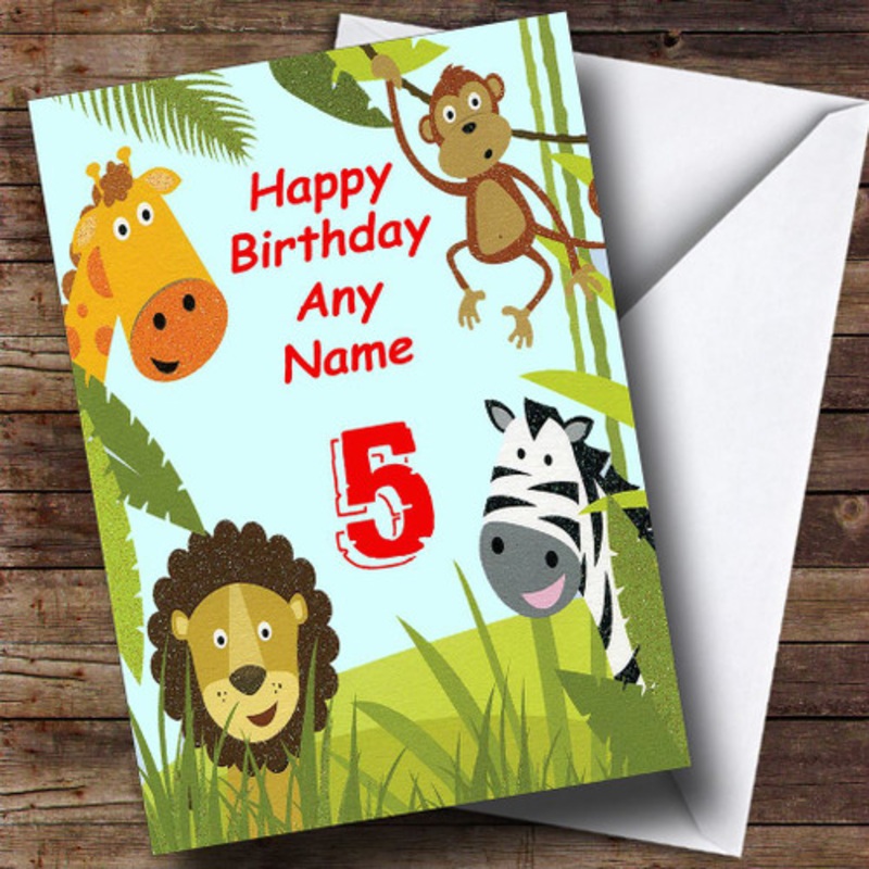 Jungle Lion Monkey Giraffe Zebra Personalised Birthday Card – The Card Zoo