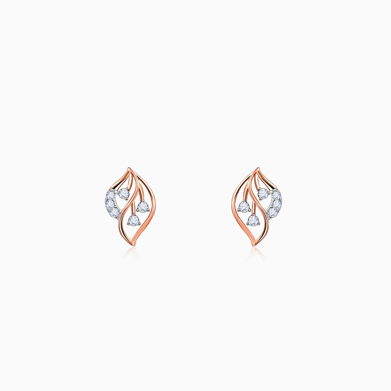 Rose Gold Amara Leaf Diamond Studs