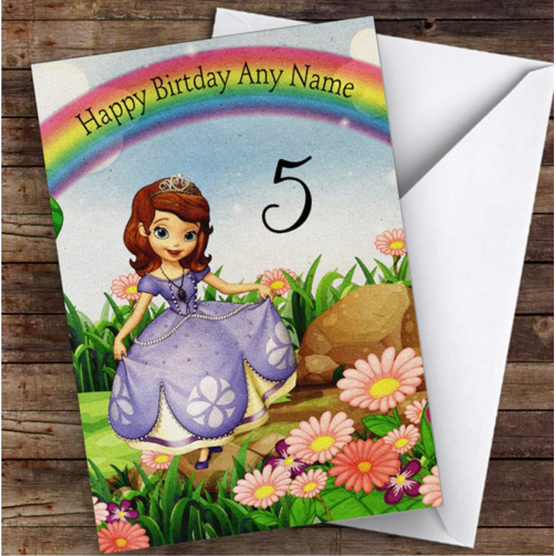 Sofia The First Vintage Children’s Kids Personalised Birthday Card – The Card Zoo