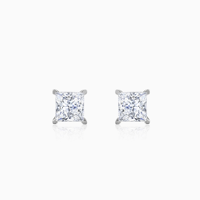 White Gold Classic Solitaire Lab Grown Diamond Studs