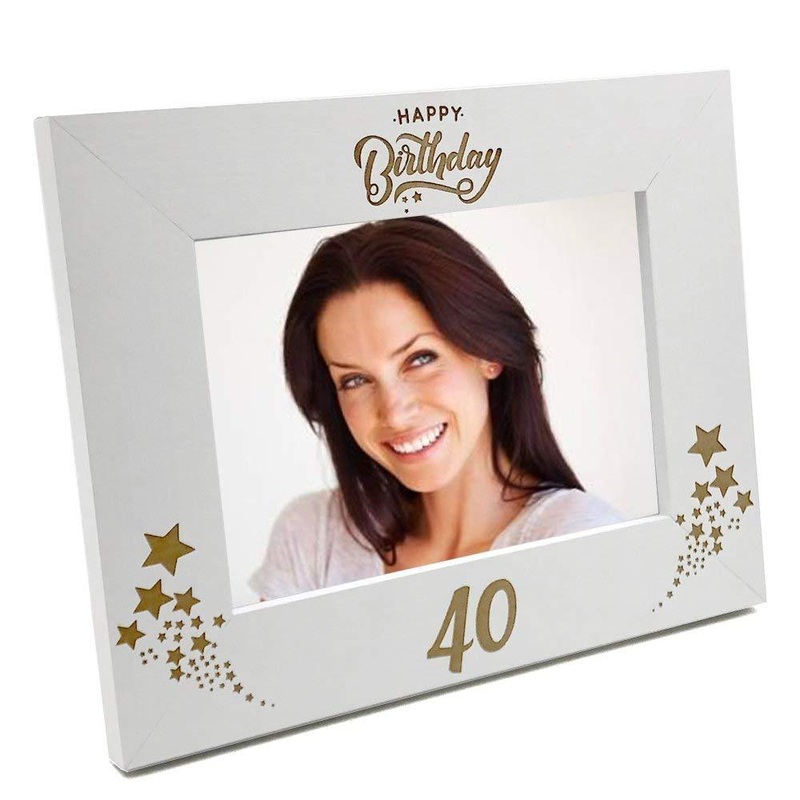 White Wooden 40th Birthday Photo Frame Gift C48W125