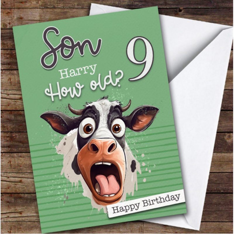 9th Son Green Funny Cow Boys Custom Personalised Birthday Card – The Card Zoo