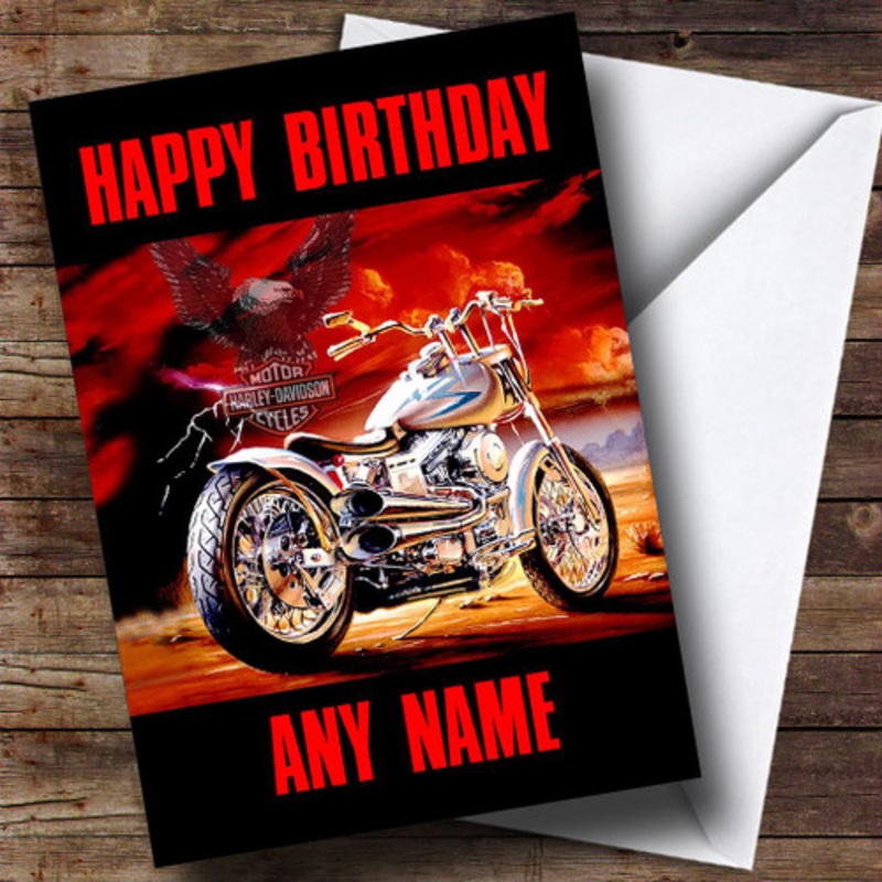 Harley Davidson Motorcycle Personalised Birthday Card – The Card Zoo