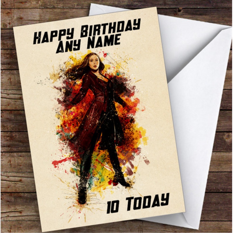 Wanda Maximoff Watercolour Children’s Kids Personalised Birthday Card – The Card Zoo