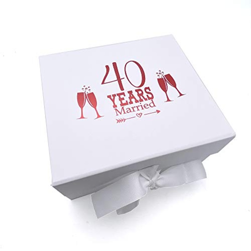 White 40th Ruby Wedding Anniversary Keepsake Memory Box Gift