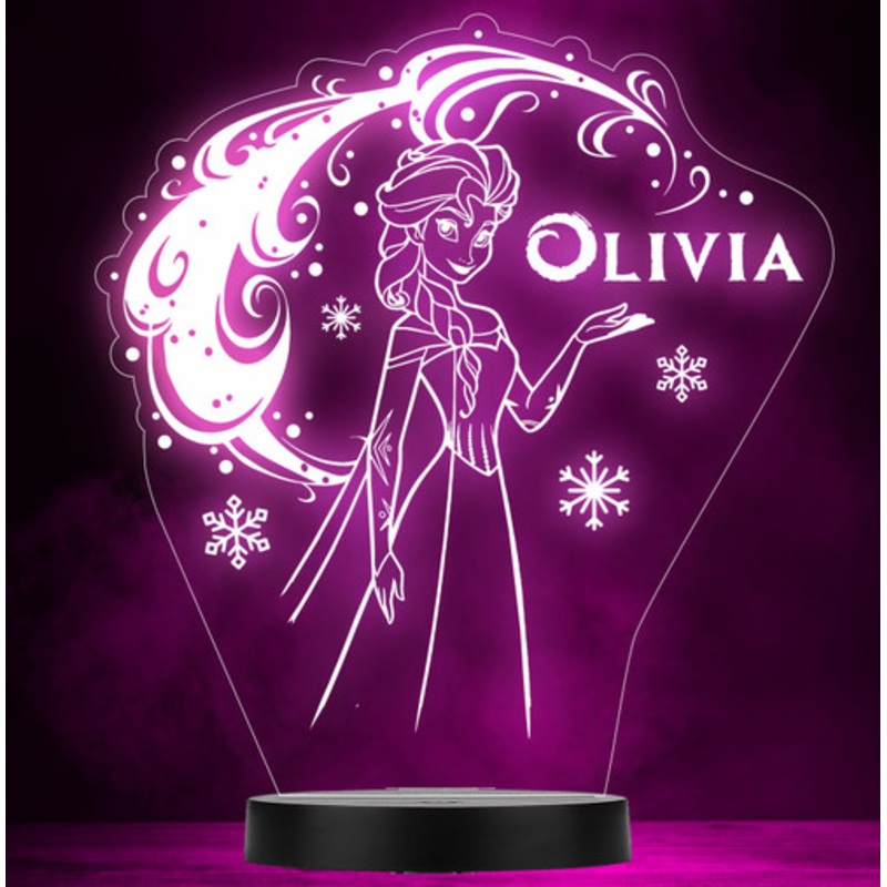 Winter Princess Elsa Frozen Personalised Gift Colour Change Led Lamp Night Light – The Card Zoo