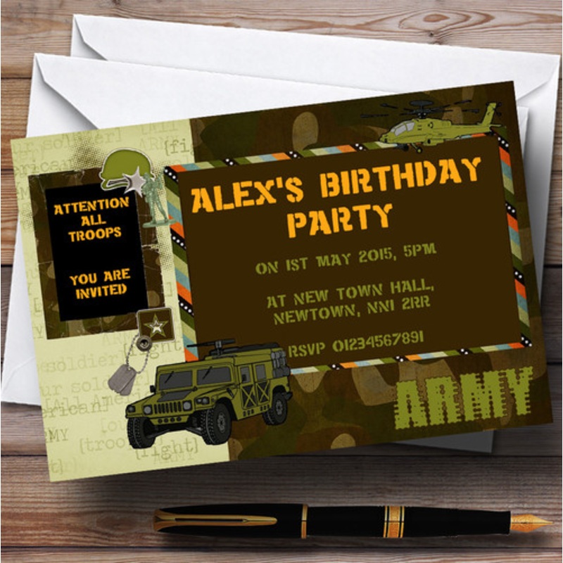 Army Soldier Camouflage Personalised Birthday Party Invitations – The Card Zoo