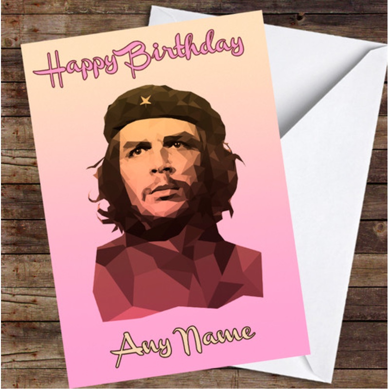 Che Guevara Pink Polygon Fade Personalised Birthday Card – The Card Zoo